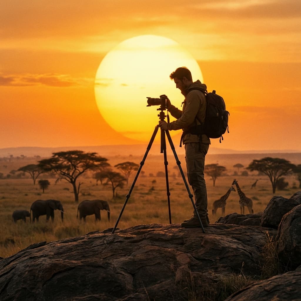 Creator filming at sunset